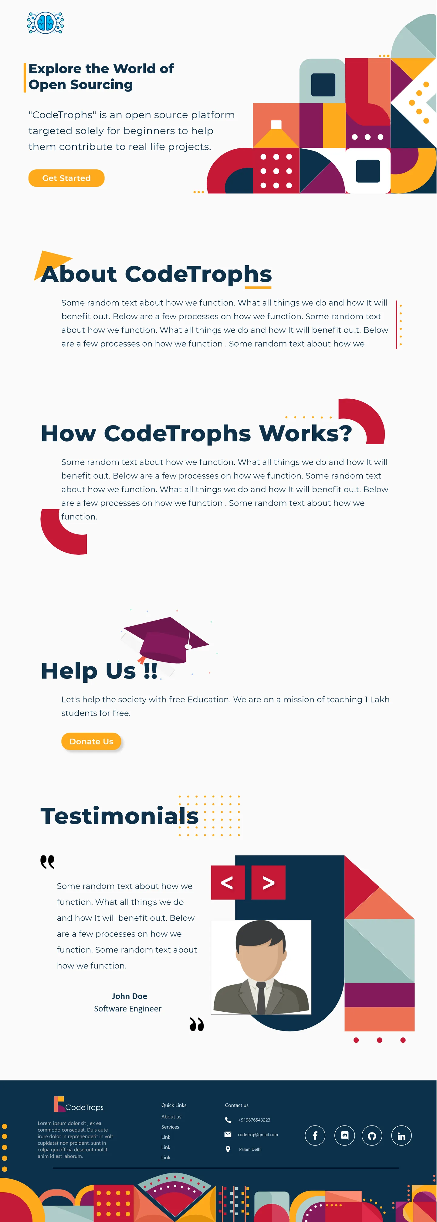 CodeTrophs full landing page