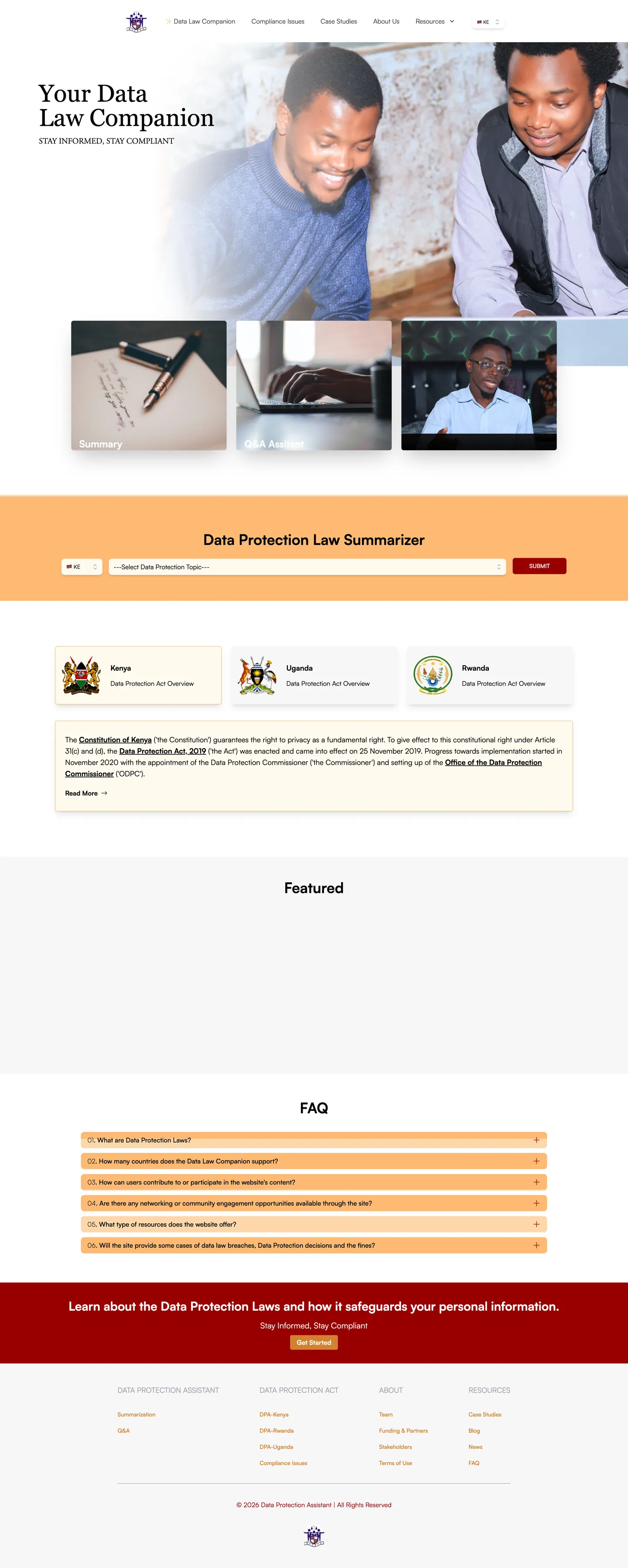 Data Law Companion full home page