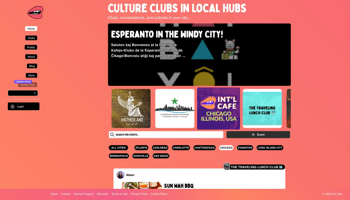 Intl Cafe website screenshot