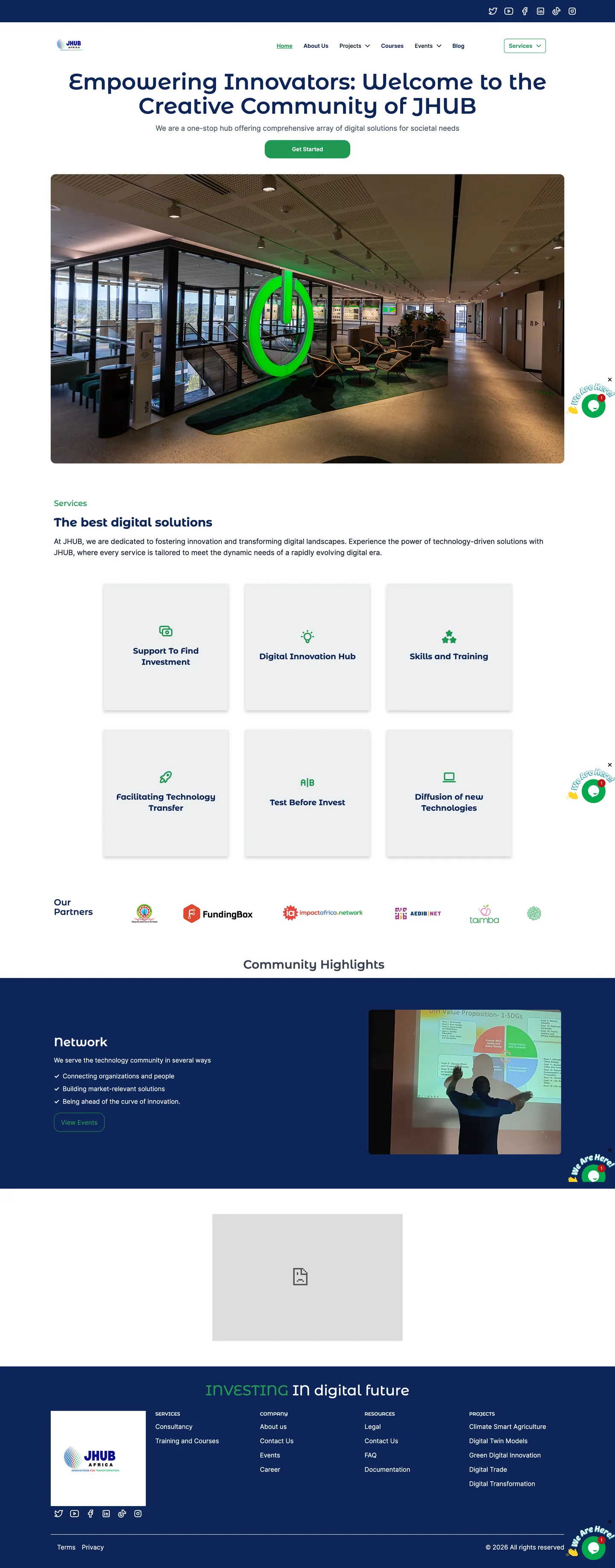 JHUB Africa website home page