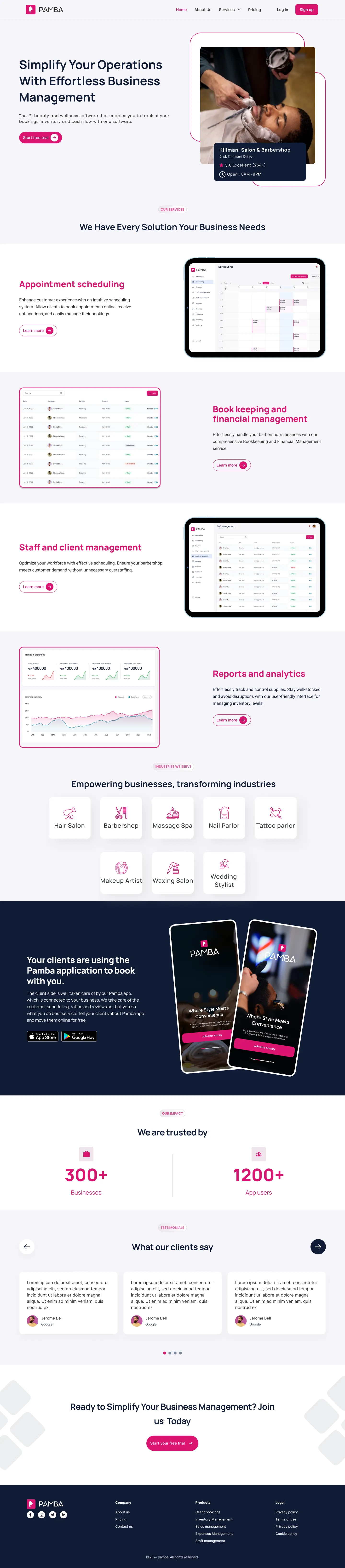 Pamba Africa full landing page