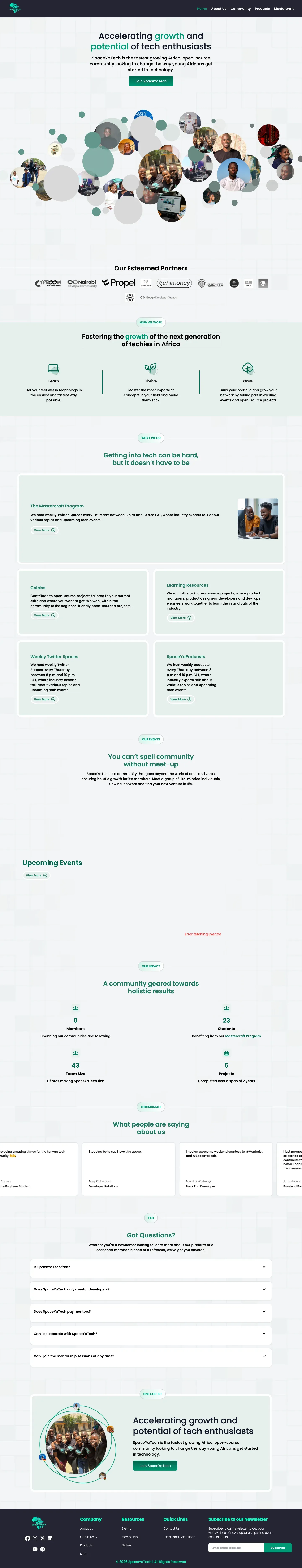 SpaceYaTech — full home page